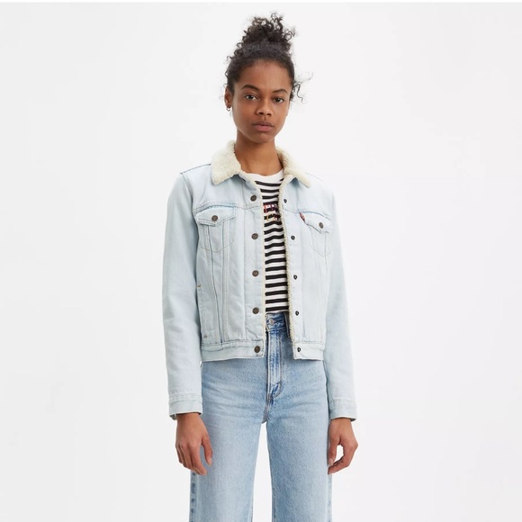 Women’s Levi’s Sherpa Original Trucker Jacket Sz M - Picture 3 of 12